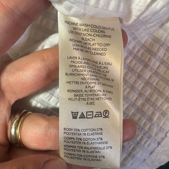 MAEVE White Textured Sleeveless Square-Neck Tank Top - Picture 6 of 7